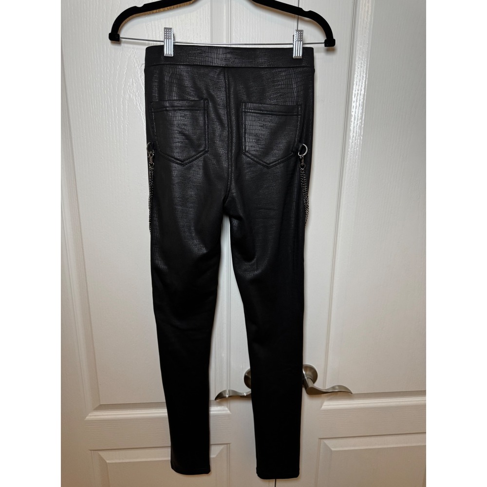 ELASTIC CRACKLE LEATHER PUNK ROCK LEGGINGS Womens Medium - Picture 9 of 9